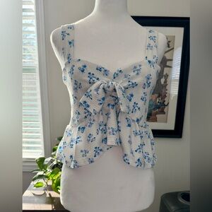SOLD Like New Primark Blue Floral Tie-Front Blouse